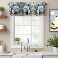 thumbnail image 2 of Vintage Floral Valance Curtain White Blue Rose Hydrangea Leaf Oil Painting Window Valances Rod Pocket Short Curtains Window Treatments for Kitchen Bedroom Bathroom Laundry 42" x 18", 2 of 9