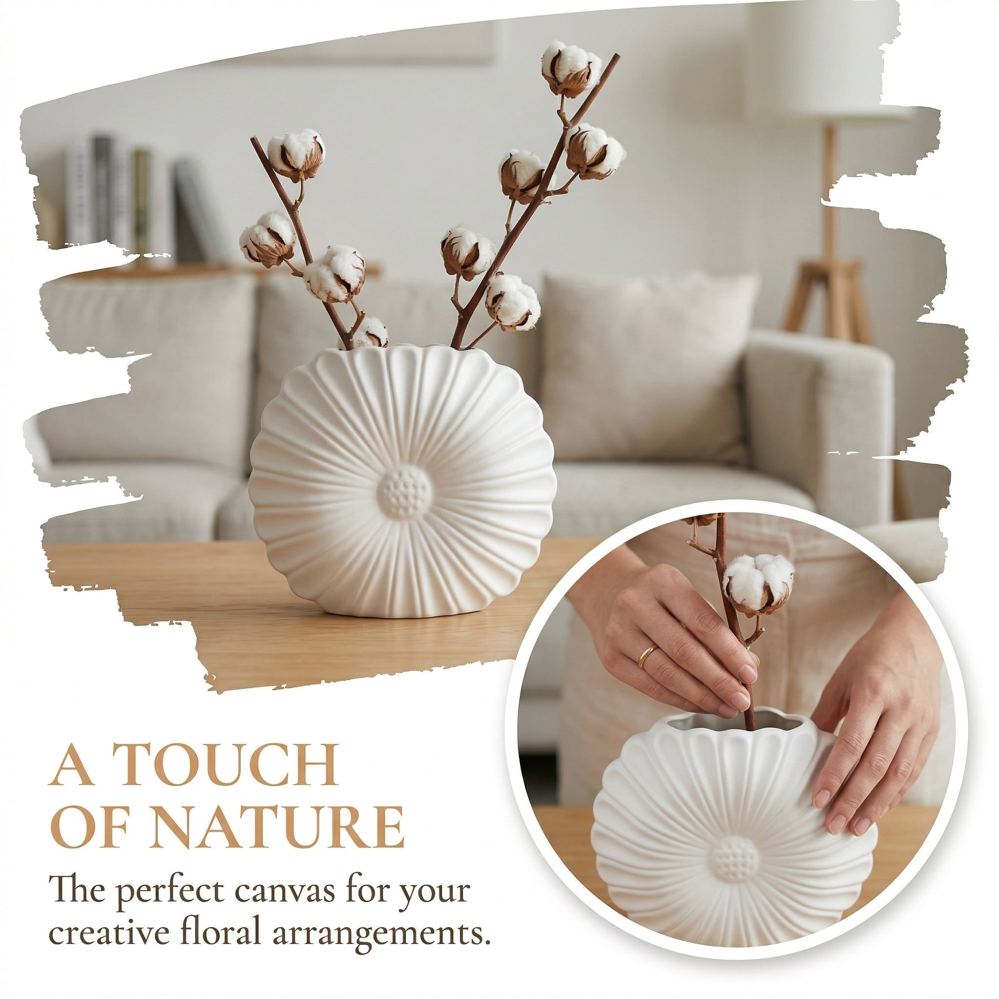 Unique Bargains Geometric Flower Nordic Minimalist Bud Vase White 7.9"L x 1.2"W x 6.9"H