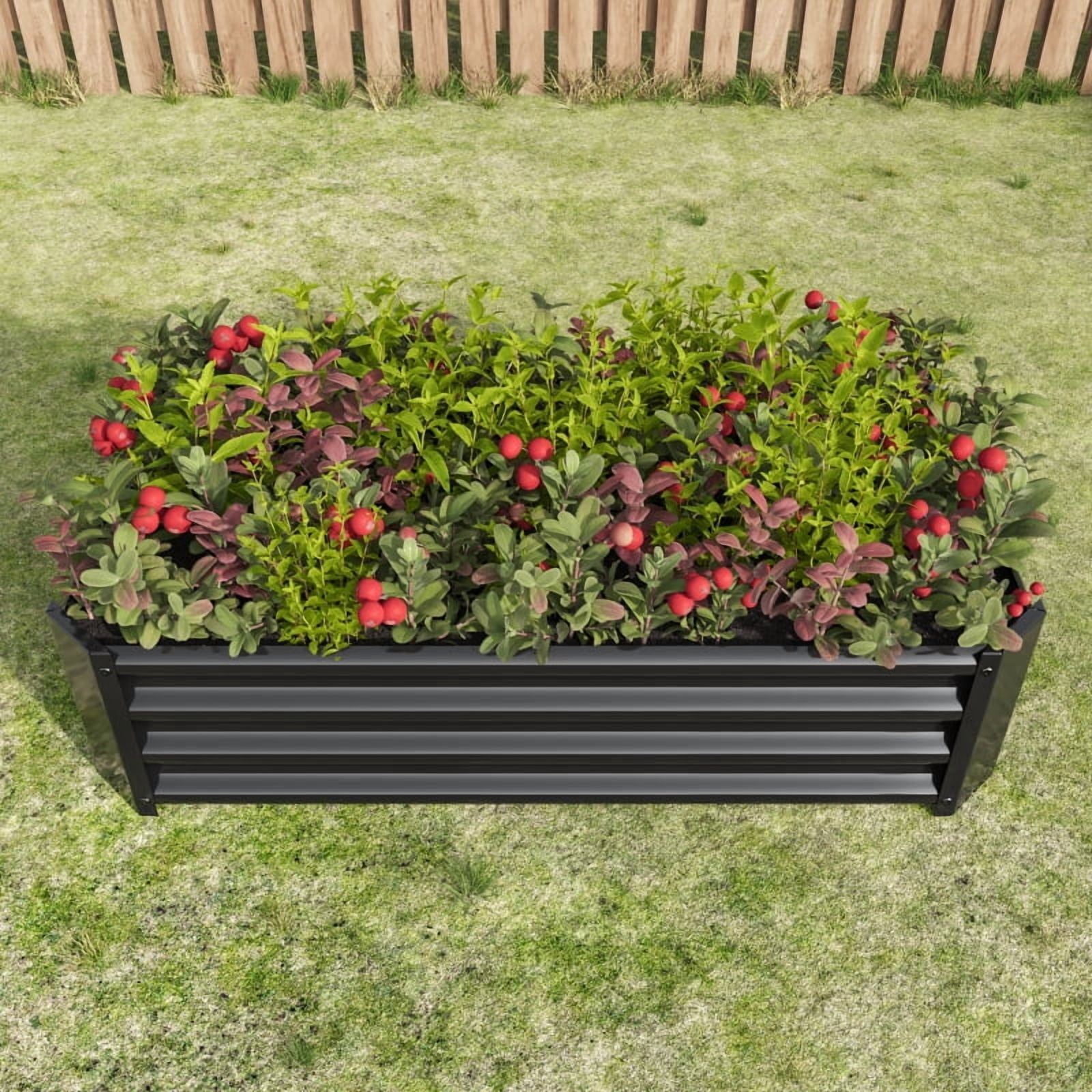 Raised Garden Bed for Vegetables,Planter Raised Garden Boxes Outdoor,Metal Raised Garden Beds Steel Kit for Vegetables Flower Herb Patio Rectangle,4×2×1ft