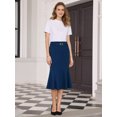 thumbnail image 2 of DARING DIVA Women Fishtail High Waist Belted Work Midi Mermaid Skirts L Royal Blue, 2 of 7