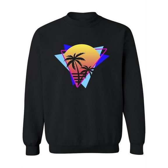 80s Vaporwave Palm Sunset Sweatshirt Women -Image by Shutterstock, Female 5X-Large