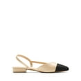 thumbnail image 2 of BURUDANI Women's Two-Tone Slingback Flats, Cap Toe Low Block Heel Dress Shoes for Work & Casual, 2 of 8