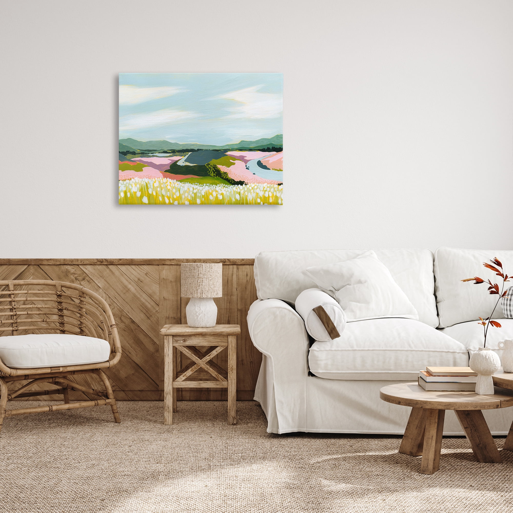 Stupell Industries Modern Mountain Stream Landscape Painting Gallery Wrapped Canvas Art Print Wall Art, 40 x 30