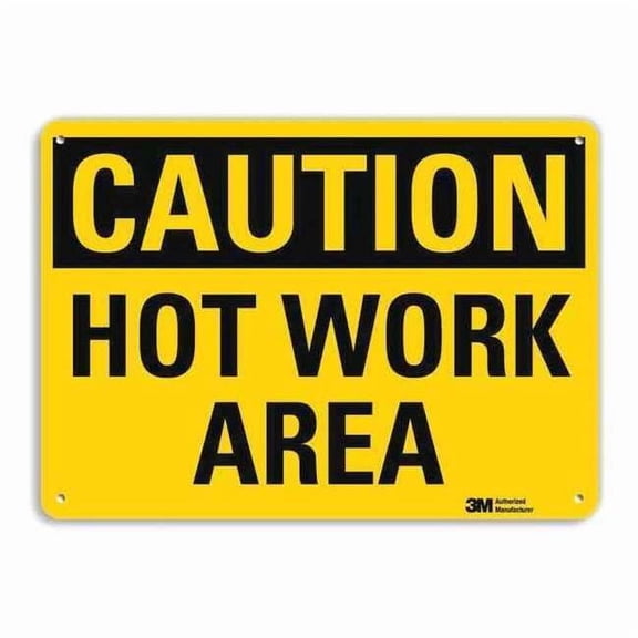 Lyle Hot Surface Sign, 7 in H x 10 in W, Aluminum, Hot Work Area U4-1433-NA_10x7