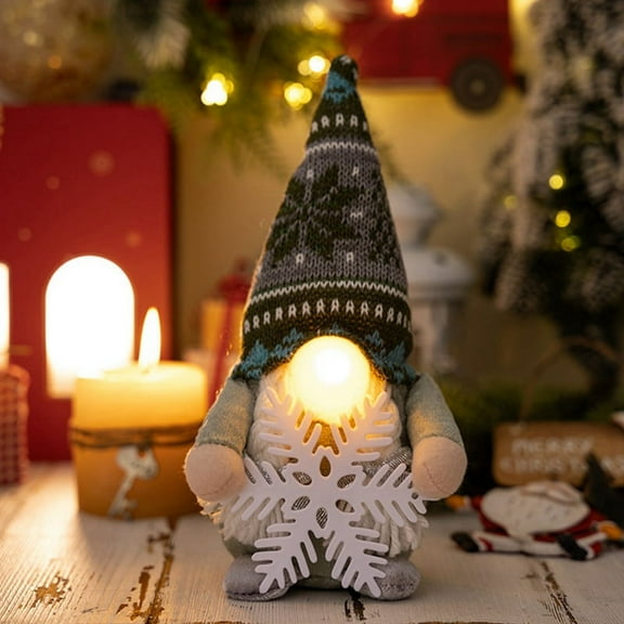 Gnome Doll LED Christmas Decor with Nose Light Rudolph for Home Xmas New Year Gifts-Women's