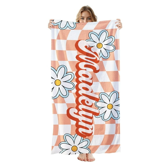 Personalized Beach Towel for Kids - Custom Beach Towel with Name- Soft Swimming Towel, Customized Bath/Pool/Beach Towel for Boys Girls