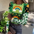 thumbnail image 2 of ASDFVBKG St Patrick's Day Tops for Women Fashion Crew Neck Basic Long Sleeve Slim Fitted Tops Ribbed Knit St Patrick's Day Lucky Shamrock Soft Pullover Tops Multicolor M, 2 of 6