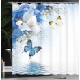 thumbnail image 4 of Ambesonne Floral Shower Curtain, Exotic Nature Flowers Pond, 69"Wx75"L, Blue and White, 4 of 5