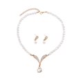 thumbnail image 2 of SmartBy 1 Set Bridal Faux Pearl Jewelry Women Rhinestone Pendant Necklace And Earrings Elegant Wedding Jewelry Set for Bridesmaid Bridal Shower Engagement, 2 of 7