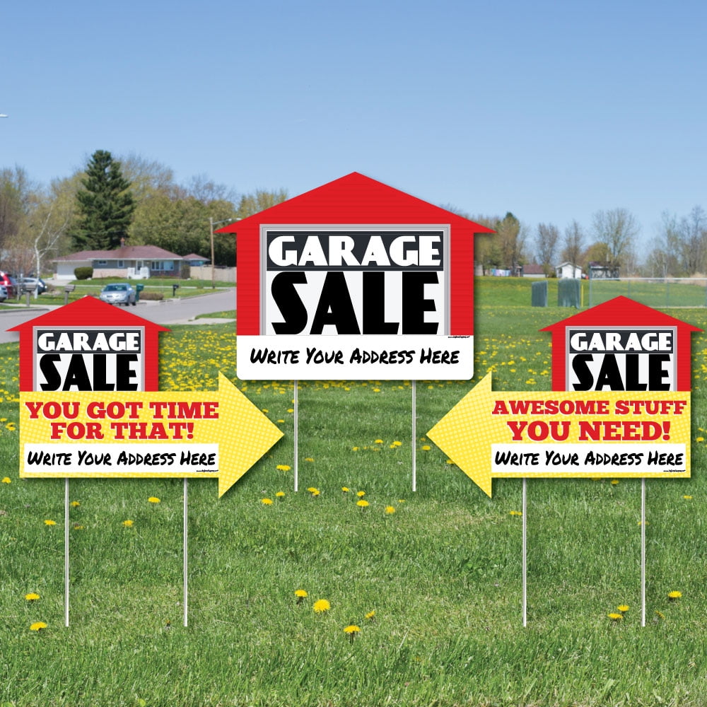 Garage Sale Signs Yard Sign with Stakes Double Sided Outdoor Lawn