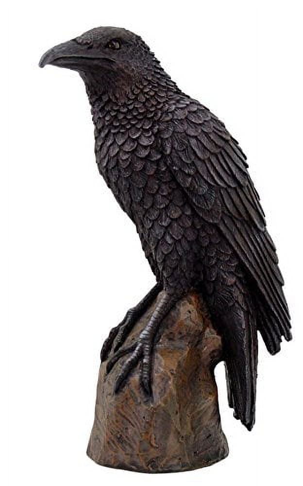 Black Raven Bird on Stump Statue Cold Cast Resin Figurine image 2