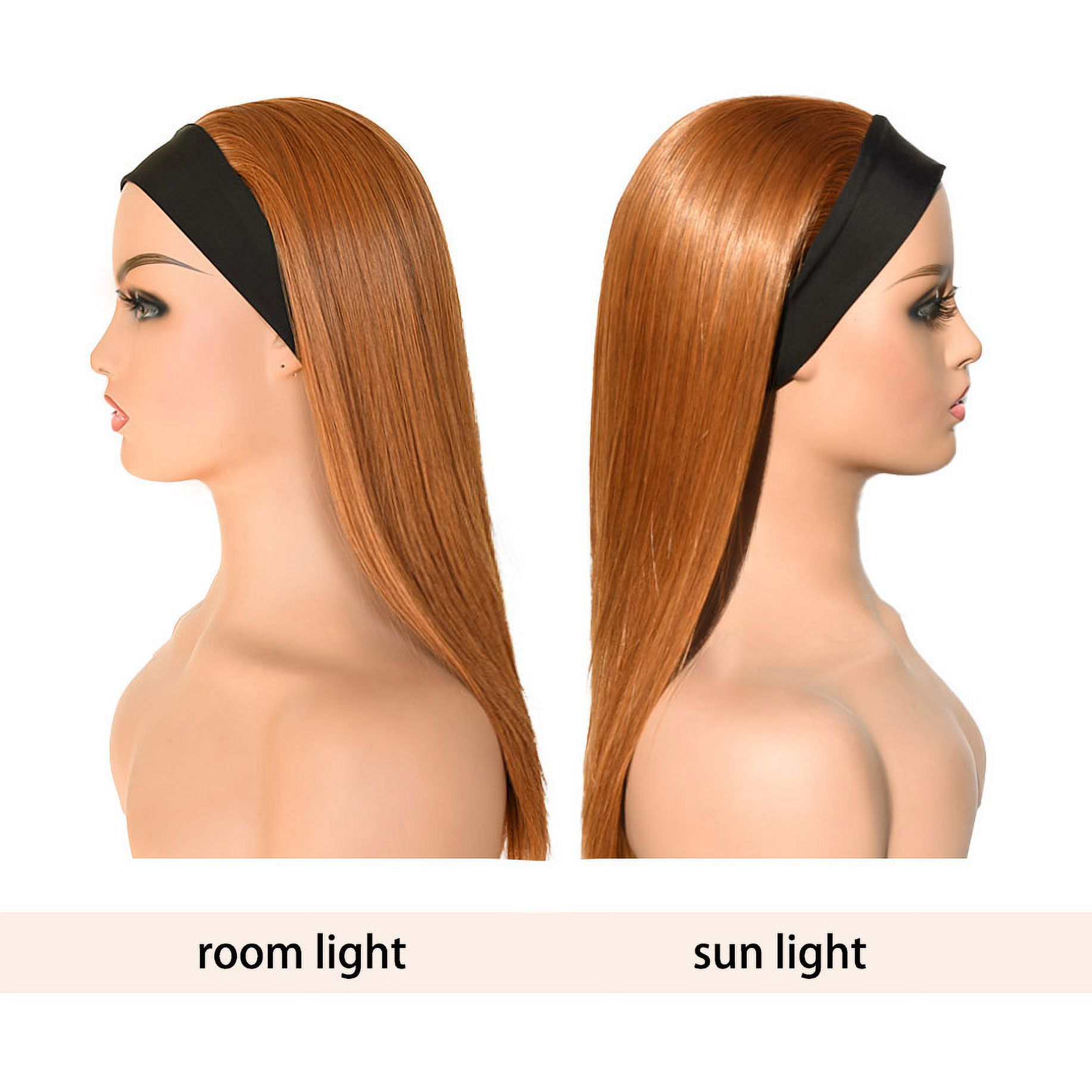 22inch Copper Red Straight viviabella Long Headband Wigs for Black Women Natural Looking Synthetic Wig with Headband Heat Resistant