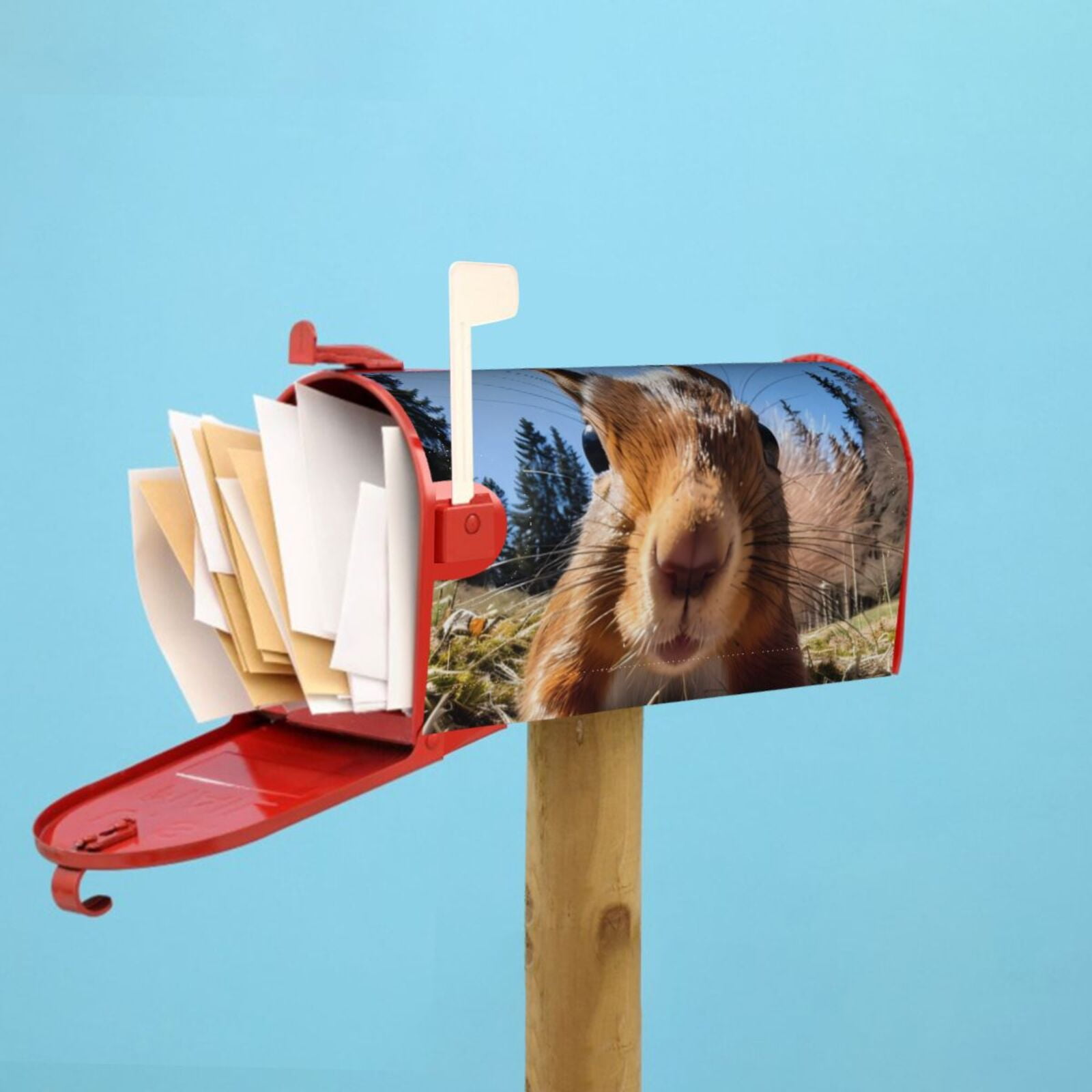 Logiee Close-Up Curious Squirrel Print Post Letter Box Wrap Decor, Mailbox Cover Suitable for Standard Mailbox and Large Size Mailbox,Outdoor Yard Decoration-25.5x21 in