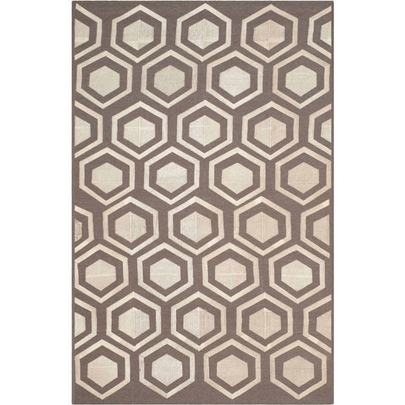 SAFAVIEH Kilim Searlait Geometric Hexagons Wool Area Rug, Grey, 4' x 6'