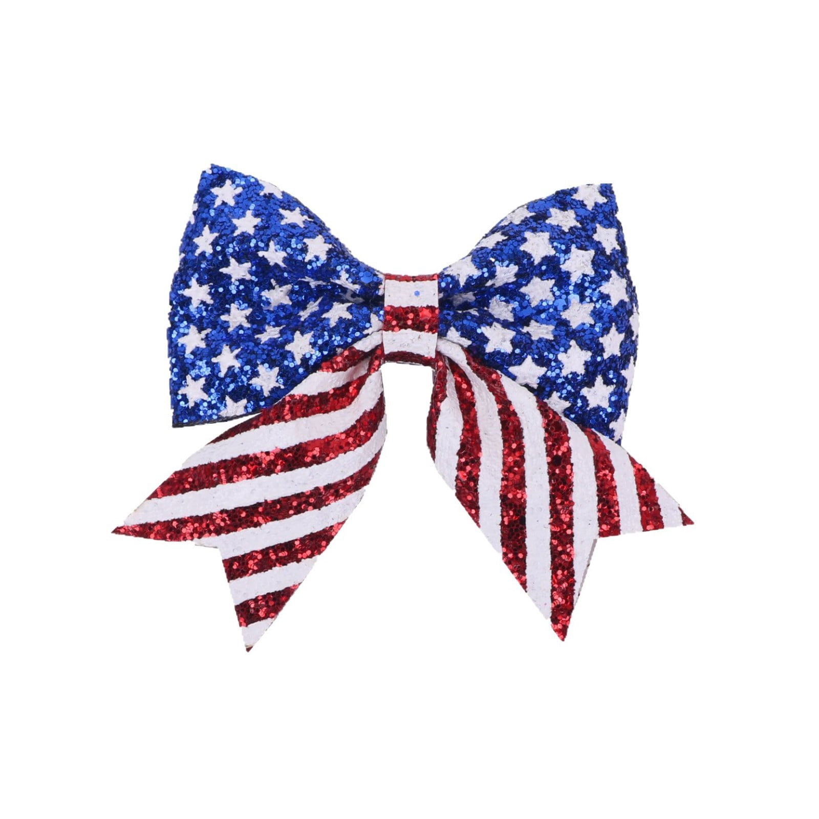 Patriotic Cheerleader Ponytail Holder for Girls, Red White Blue Cheer Bow Hair Ties. Durable Leather Metal 2026 Party Supply,6PC