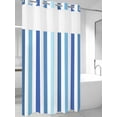 thumbnail image 4 of Geometric Stripe No Hook Shower Curtain Waterproof,Bathroom Curtains with Snap in Liners and See Through Top Window,Ombre Farmhouse Blue Vertical Striped Hotel Style Bathtub Curtains Shower 36"Wx78"L, 4 of 8