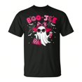 thumbnail image 2 of Cute Boo Jee Ghost Halloween Pink Leopard Bow Ghost T-Shirt Women's T-Shirt, 2 of 6