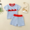 thumbnail image 3 of Xudanell Baby Boy Clothes 3-6 Months Flag Embroidery 4th of July Boys Outfit Toddler Clothes Light Blue 6-12 Months, 3 of 7