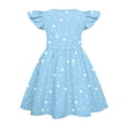 thumbnail image 3 of Abcomgle Girls Beach Dress Casual A-Line Flutter Sleeve Tshirt Dresses Polka Dot Basic Crew Neck Swing Sundresses for 4-14t Kids,Light Blue, 3 of 4