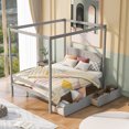 thumbnail image 5 of Bellemave Full Canopy Bed Frame with Two Storage Drawers, Wood Bed Frame for Teens & Adult, with Slat Support Leg ( Gray), 5 of 8