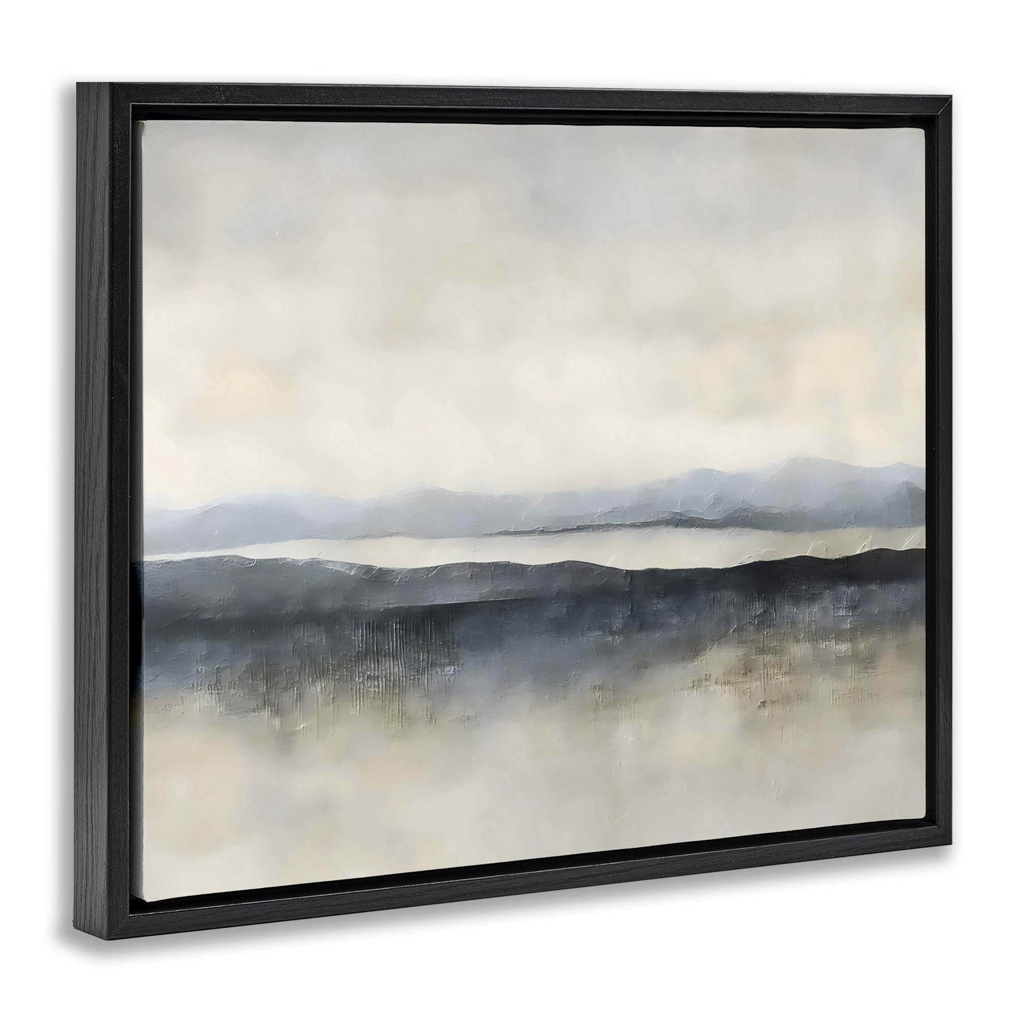 Stupell Industries Misty Muted Horizon Black Framed Floater Canvas Wall Art, design by Riley B