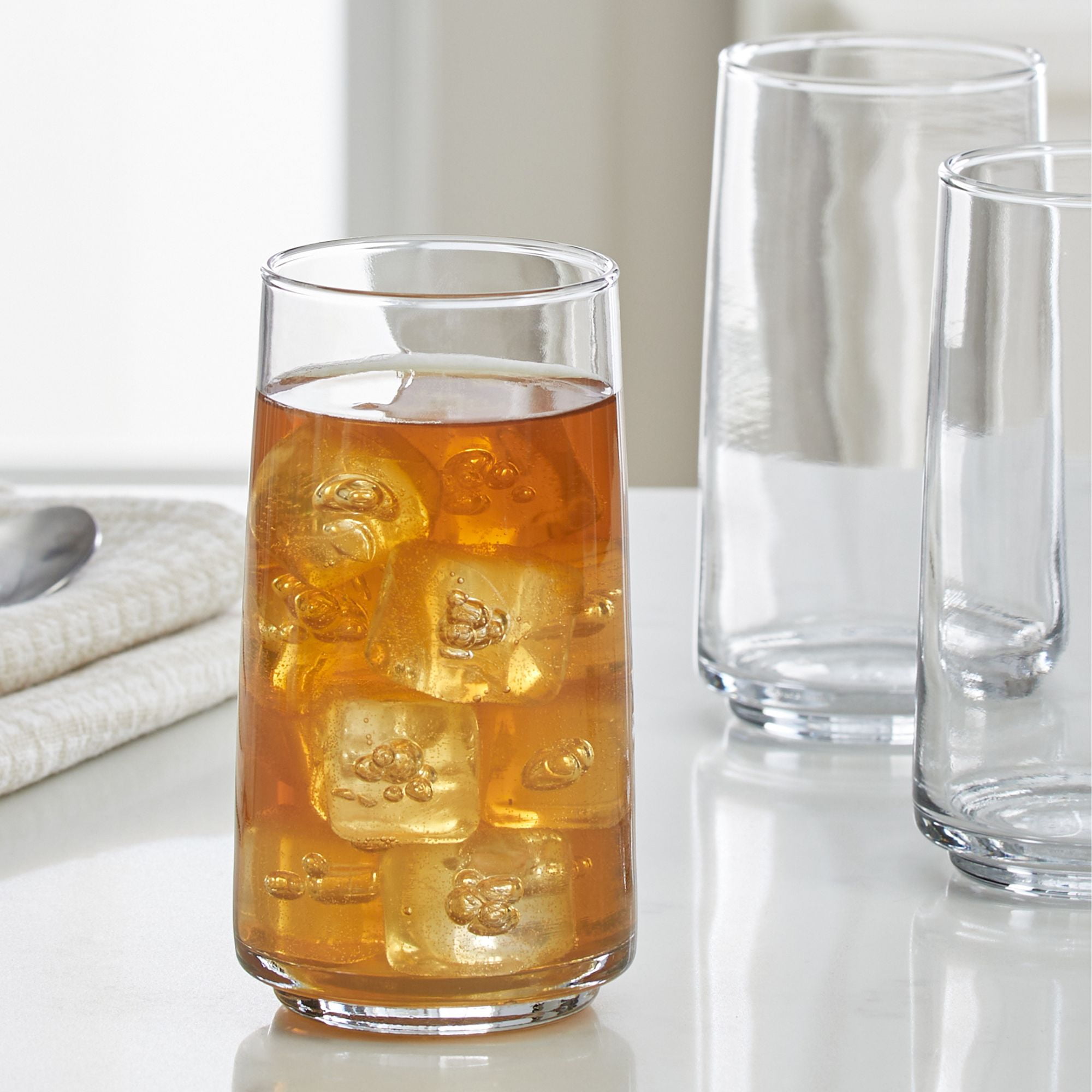Decorative Drinking Glasses Set Lemon Print Highball Glasses Set Of 4 - 10oz  Slim Drinking Glasses For Juice & Cocktails Lemonade Glasses
