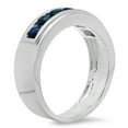 thumbnail image 1 of Dazzlingrock Collection 1.20 Carat (ctw) 14K Round Blue Sapphire Men's Channel Set Wedding Band 1 1/4 CT, White Gold, Size 11.5, 1 of 3