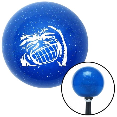 American Shifter 24185 White Big Grin Meme Blue Metal Flake Shift Knob with M16 x 1.5 Insert Shifter Auto