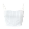 thumbnail image 5 of Women Summer Tops Womens Vintage Strapless Open Back Boned Mesh Bustier Zip Back Corset Crop Top Crop Tops for Women Workout for Character Little Casual Loose V Neck Camisole plus Size White S, 5 of 5