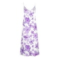 thumbnail image 5 of SMihono Women's Summer Spaghetti Strap Dresses Purple Floral Print Loose Fit Maxi Long Dress with Pockets Beach Sundress Purple 12, 5 of 5