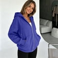 thumbnail image 5 of Womens Oversized Zip Up Hoodie Long Sleeve Casual Sweatshirt Relaxed Fit Hooded Jacket with Kangaroo Pocket, 5 of 6