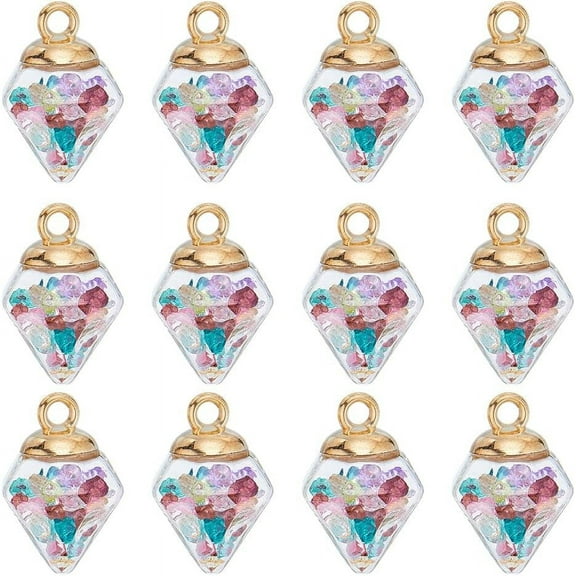 1 Box 30Pcs Glass Ball Charm Crystal Glass Ball Charms Mini Glass Bottle Charms Colorful Crystals Glass Globe Charms Tiny Rhinestone Beads for Jewelry Making DIY Craft Party Home Decor DIY