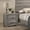 Gray, variant on Cream White Nightstand with Woven Pattern, Dual-Tier Storage Side Table for Bedroom or Living Room, Rubber Wood Construction, 18.9x15.75x23.62 Inches