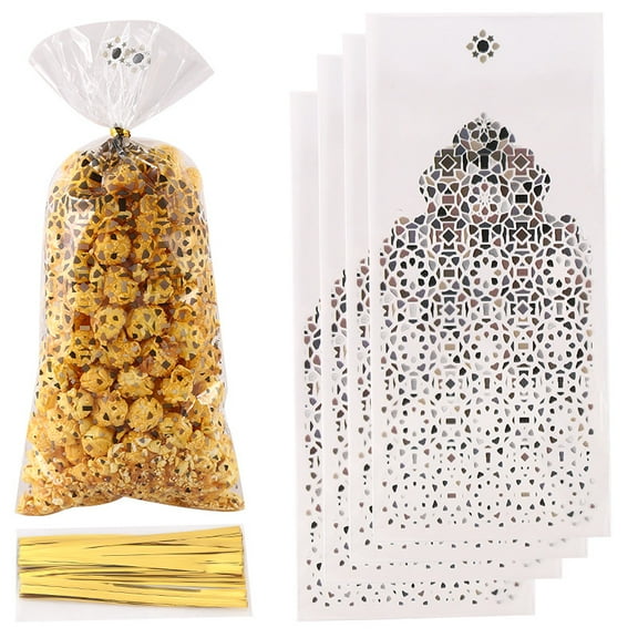 Namzi 150 Pcs Cellophane Bags with Twist Ties Party Favor Treat Bags for Candy Cookies Goodies Bakery Treat Cake Wedding Birthday Gift Wrapping (Style D)