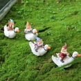 thumbnail image 2 of 4Pack Garden Decoration Resin Gnome Riding Duck Ornament Outdoor Sculpture Creative Miniature Pond Ornament, 2 of 10