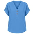 thumbnail image 4 of NinXxx Women's V Neck Short Sleeve Breathable Summer Basic Top Light Blue L, 4 of 4
