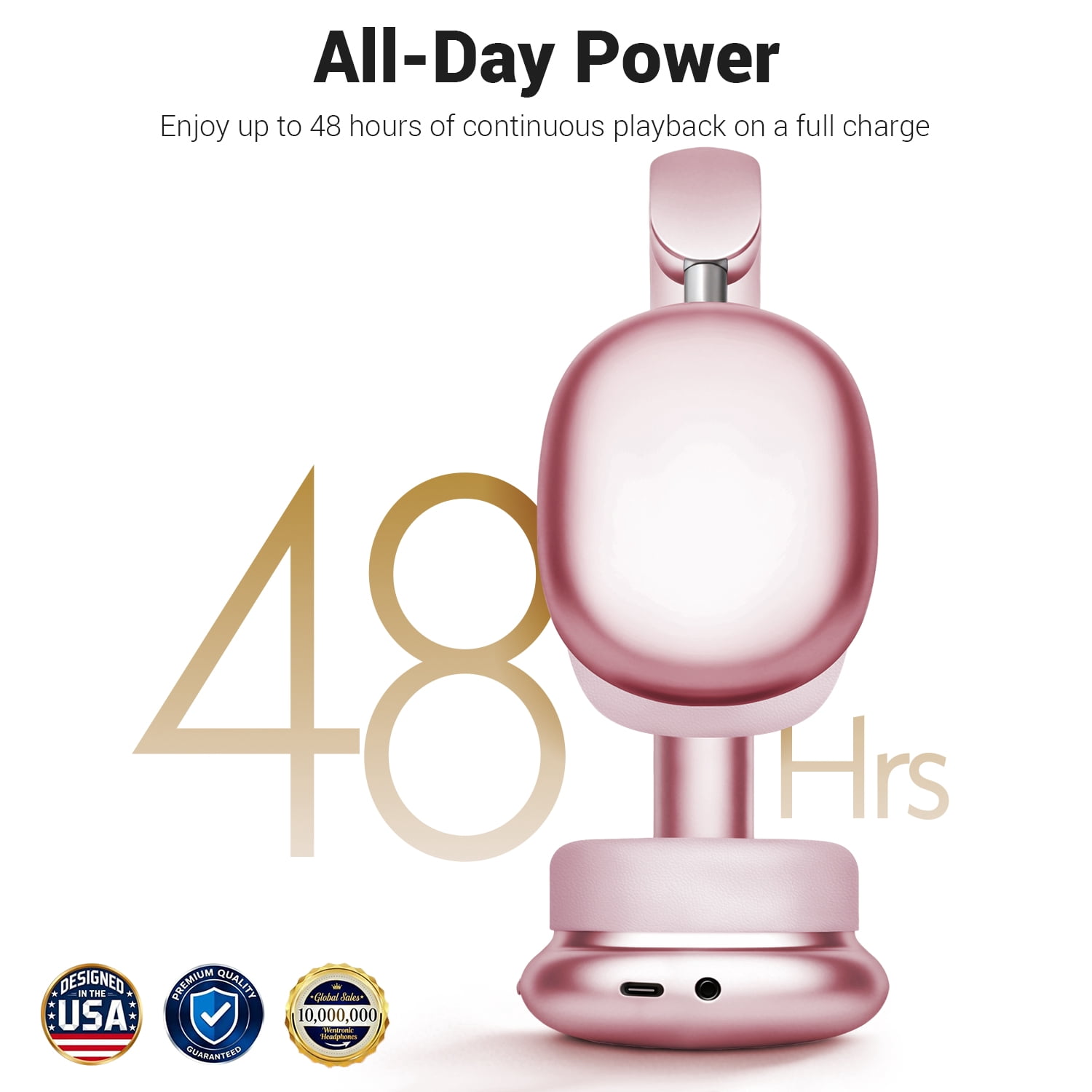 Mahipey Y01 Wireless Over-Ear Headphones with Active Noise Cancelling,Hi-Res Audio,48H Playtime,Foldable Design Bluetooth Headphones for iPhone/Samsung/Android/PC(Pink) thumbnail 12