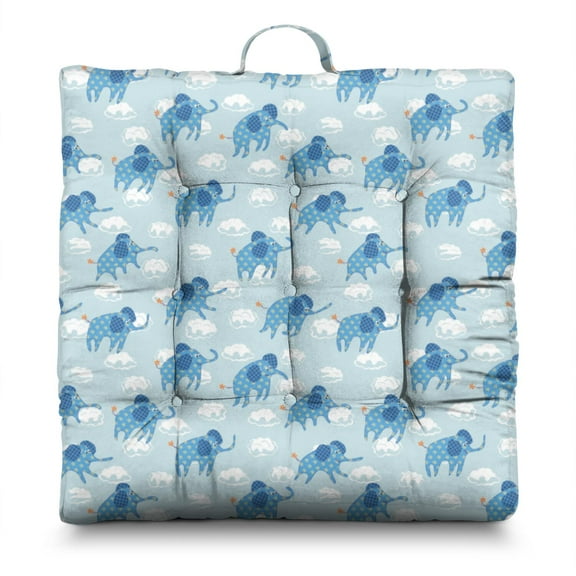 Tribal & Floral Yoga Floor Pillow - Extra-Thick Square Meditation Seat with Vintage Bohemian Print & Resilient Filling