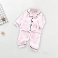 thumbnail image 2 of Odeerbi 1-5 Años Boys Girls Verano Pijamas de Algodón de Manga Larga Con Solapa Con Muescas Camisa Pantalones Set Soft Floral Sleepwear Pijama Set, 2 of 9