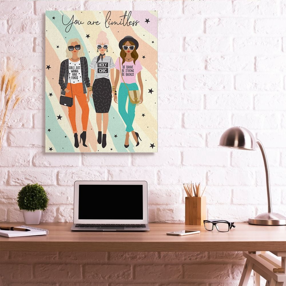 Stupell Industries Fashionista Friends with Female Glam Phrases Designed by Ilis Avilés