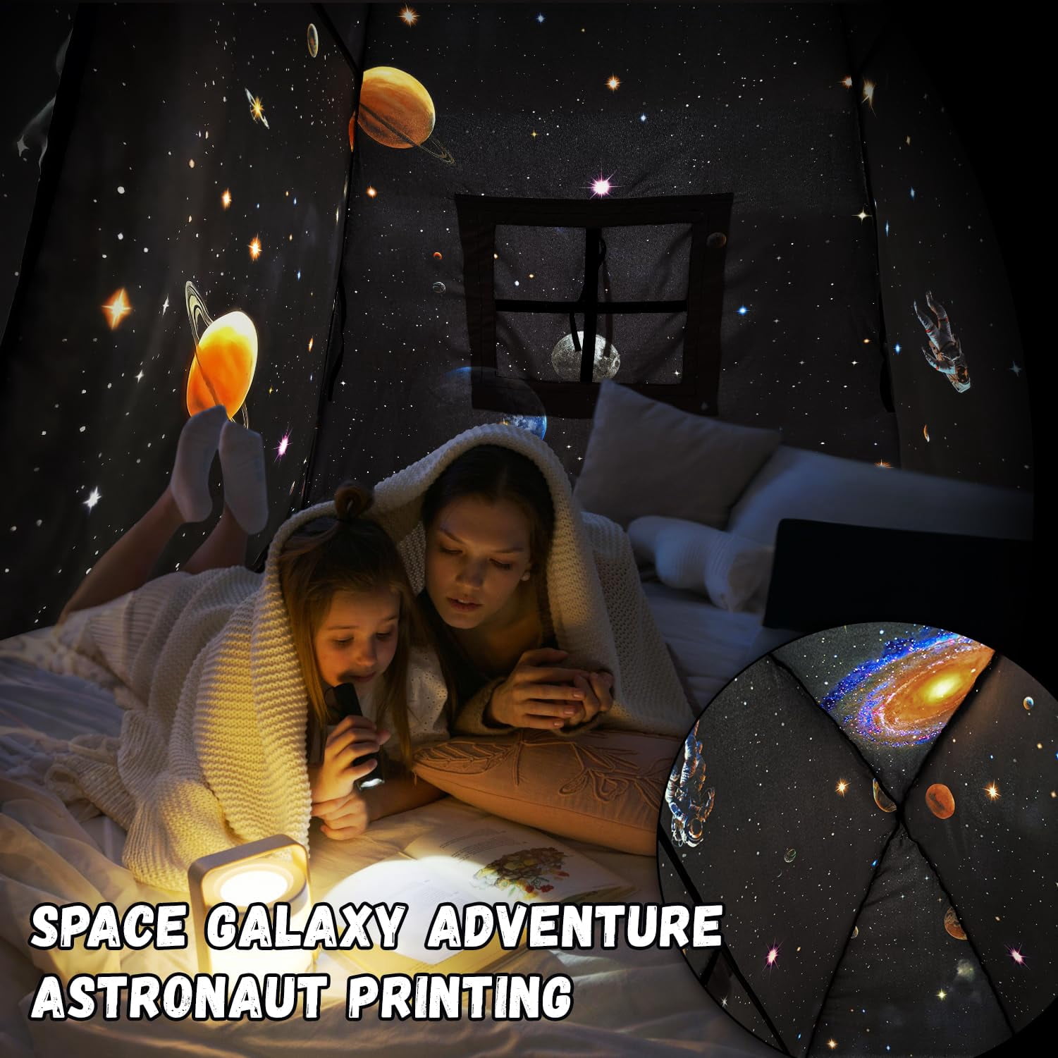 Full Bed Tent  Indoor Space Sleeping Playhouse Blackout Bunk Tents Size (galaxy Tent) For Girl Birthday House Gift