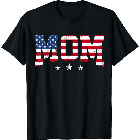American Flag 4th Of July Mom USA Patriotic Mom Mother's Day Retro T-shirt