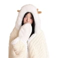 thumbnail image 1 of Manta para llevar puesta EZLIFE gorro manta con capucha franela gruesa cálida y acogedora invierno K2F5, 1 of 7