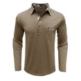 thumbnail image 4 of Men's Long Sleeve Polo Shirts Casual Button Classic Work Shirt Collared Basic Golf Shirt with Pocket Solid Spring T-Shirt Stylish, 4 of 7