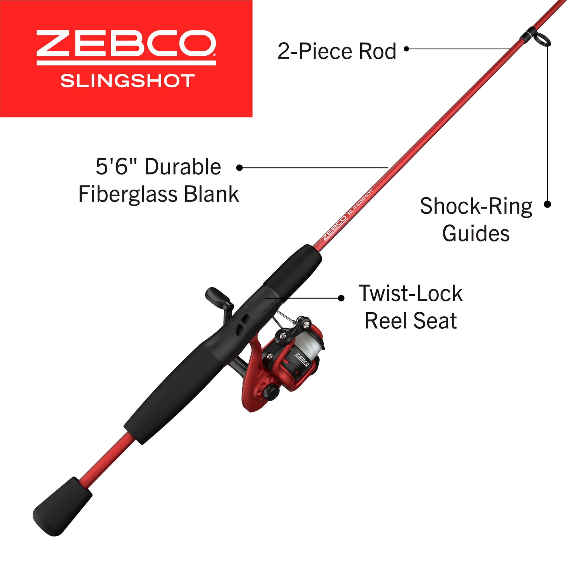 Zebco Slingshot Spinning Reel and Fishing Rod Combo, 5-Foot 6-Inch
