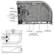 Whirlpool bathtub black 70.8″ x 47.2″ hot tub with Heater – Amalfi