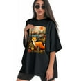 thumbnail image 3 of Plus Size Shirt for Women Black Tops for Women Short Sleeves Shirt for Women Fox T Shirt Crewneck Shirt for Women XL, 3 of 5