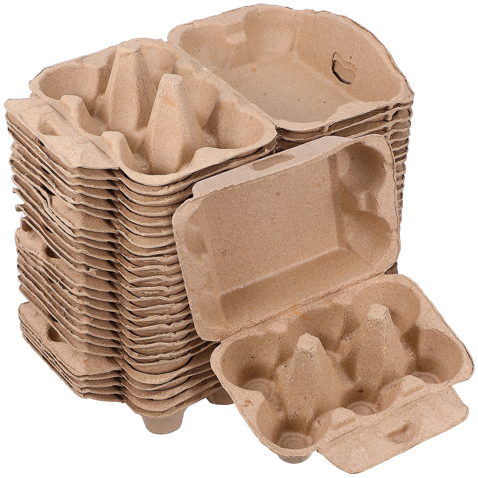 Blank Egg Cartons Bulk 25 Pack- Holds Up to Half Dozen 6 Count Eggs Cardboard Thickness Natural Pulp Egg Boxes