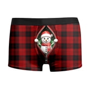 FhsagQ Underwear Men's Underwear Lift and Separate Super Fit Men's Christmas Underwear Men's Briefs Soft Breathable Santa Snowman Penguin Pattern Underwear Novelty Holiday Shorts Red XL