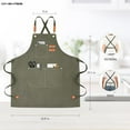 thumbnail image 6 of ONEKISS Apron for Men Women Canvas Aprons with 3 Pockets Cross Back Resistant Work Apron for Cooking, 6 of 6